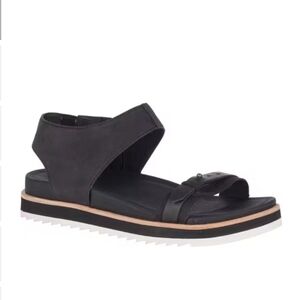 Merrell Women Juno Mid Zip Black Platform Sandals shoes sz 9